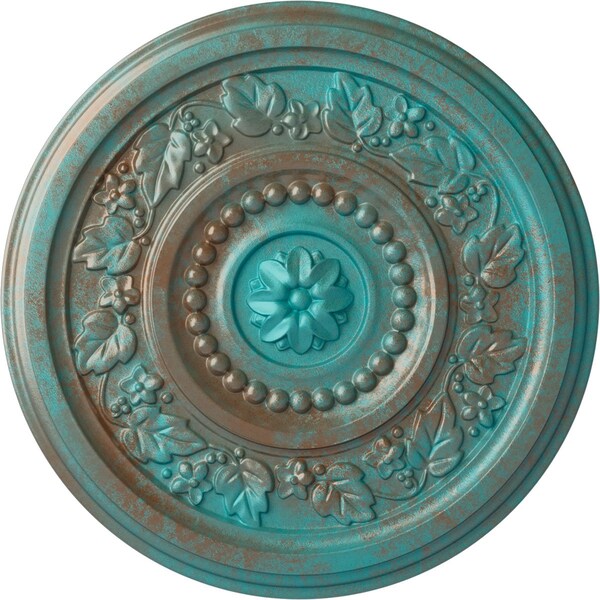 Ekena Millwork Marseille Ceiling Medallion (Fits Canopies up to 4 1/4"), 16 1/8"OD x 5/8"P, Copper Green Patina CM16MACGS - main